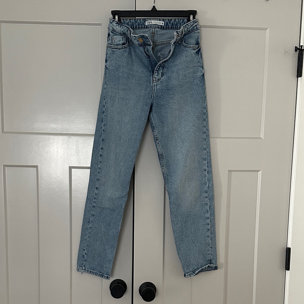 Zara Light Blue Straight Jeans